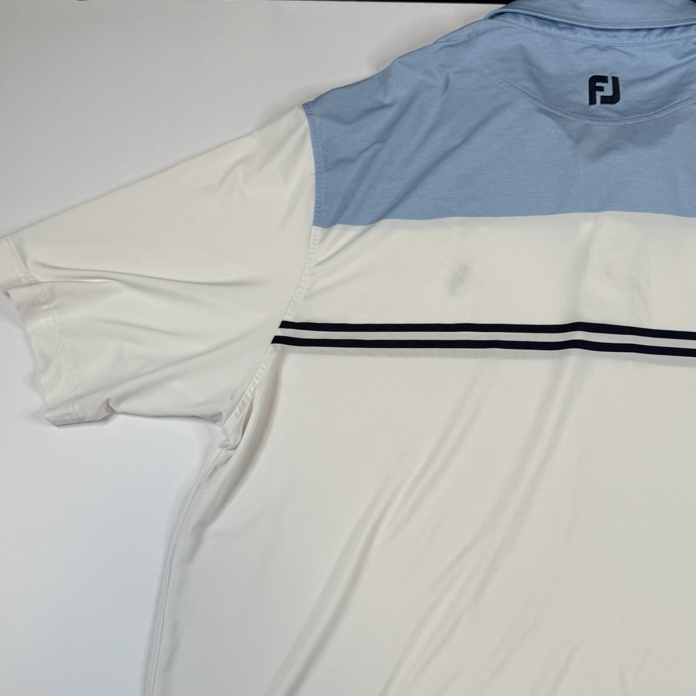 Footjoy FJ Golf Polo Abaco Club Blue White Short Sleeve Stretch Mens XL - Picture 10 of 14